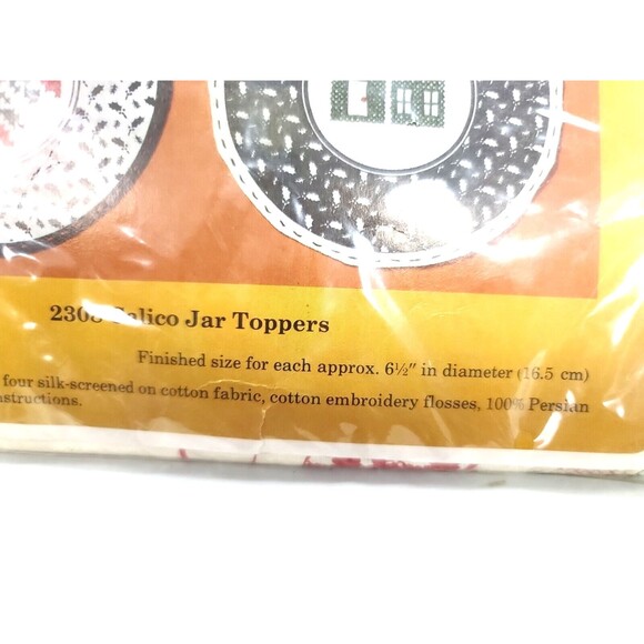 VTG NEW Creative Circle #2308 Calico Jar Toppers - Stamped Cross Stitch Kit - Picture 5 of 8